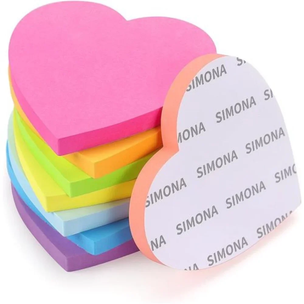 Heart Shape Sticky Notes 8 Color Bright Colorful Sticky Pad 75